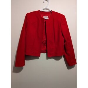 Vintage Pendleton Red 100% Wool‎ Open Cropped Jacket Blazer Size XS Petite USA